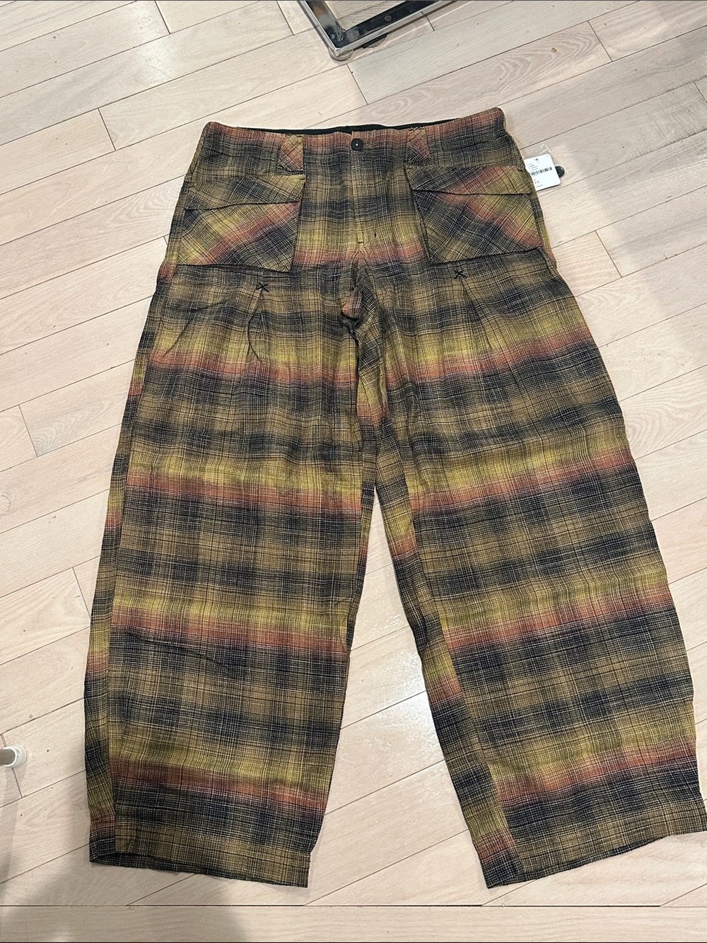 Moss Plaid Free People Pants Size 14 NWT
